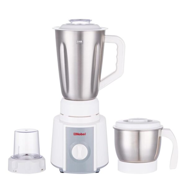 Nobel 1.5 Litres Blender, 2 Speed With Plus Knob, 350W Motor Power, Stainless Steel,  Color Silver/White Model – NB201SS – 1 Year Warranty.