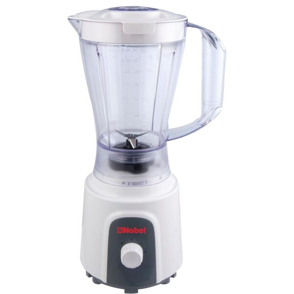 Nobel 1.5 Liters Blender, Table Top, Stainless Steel, 2 Speeds Control, Copper Motor, Color White Model – NB102 – 1 Year Warranty.