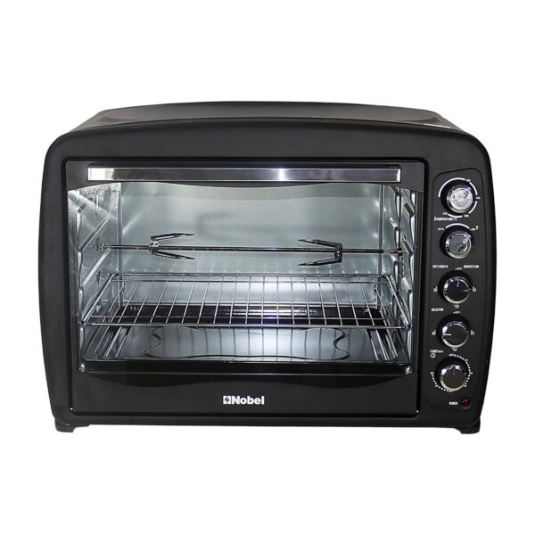 Nobel 85 Liters Electric Oven, Heating Element Rotisserie, Timer, Stainless Steel, Color Black Model – NEO100 – 1 Year Warranty