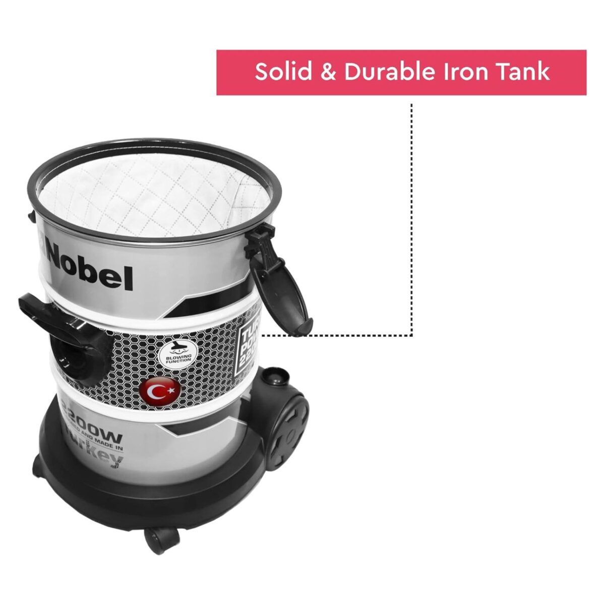 Nobel 25 Litres Drum Vacuum Cleaner, 2200W, Air Speed Control, Low Noise, Color Gray Model – NVC2600 – 1 Year Warranty. - Image 2