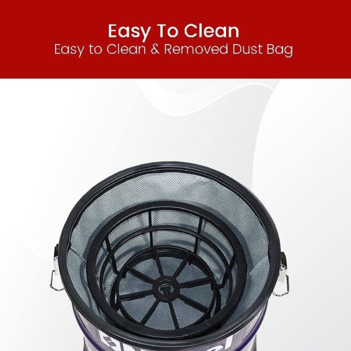 Nobel 21 Liters Drum Vacuum Cleaner, 1600 W, Durable Iron Tank, Smooth Roller, Color Purple/Black Model – NVC2121 – 1 Year Warranty. - Image 6