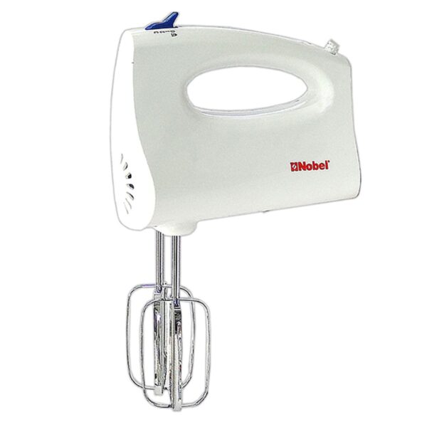 Nobel Hand Blender, 250W, 3-Speed, Chromed Beaters, Dough Hooks, Color White Model – NHB25 – 1 Year Warranty.