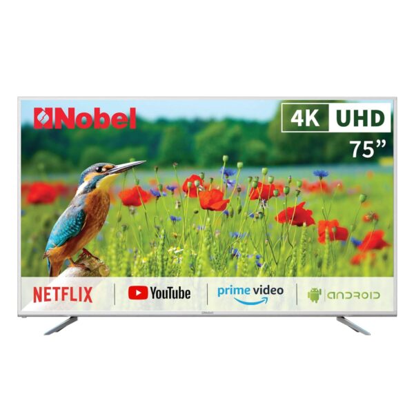 Nobel 75 Inchs 4K UHD LED Smart TV, Color Silver Model – UHD75LEDS –  1 Year Warranty.