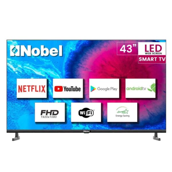 Nobel 43 Inch FHD Android Smart TV, Flat Frameless Design, Netflix, Youtube, Amazon Prime, (2023 Model), Black – NTV43FHD | 1 Year Warranty