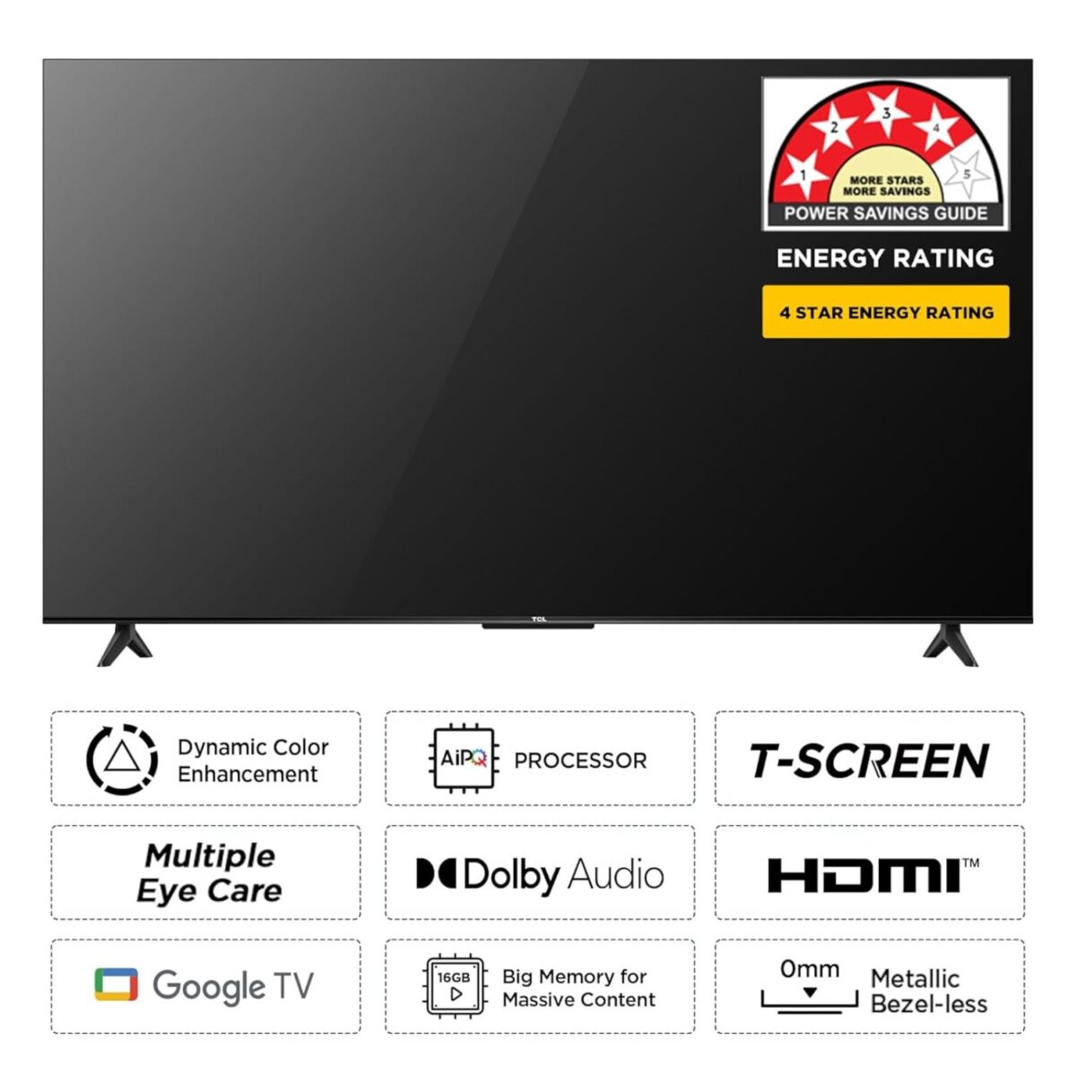 TCL 55 Inch Smart LED TV, 4K Ultra HD, Google TV, Metallic Bezel-less, Color Black Model – 55P655 – 1 Year Warranty. - Image 2