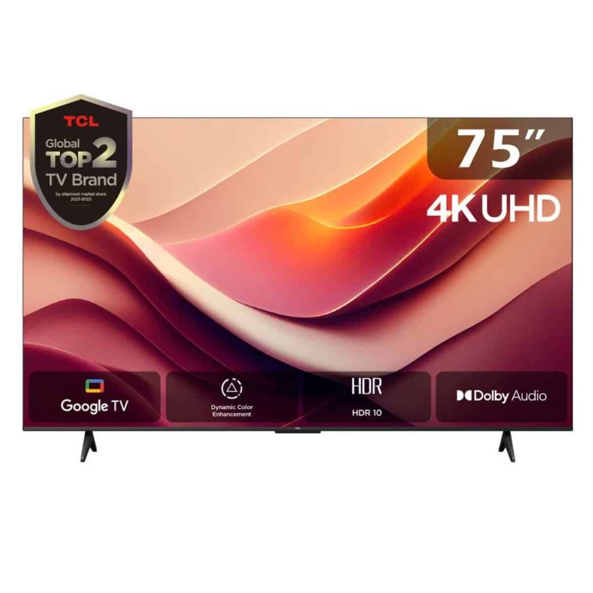 TCL 75 Inch Smart LED TV, 4K Ultra HD, Google TV, P69B Series, Metallic Bezel-less, Color Black Model – 75P69B – 1 Year Warranty. - Image 1