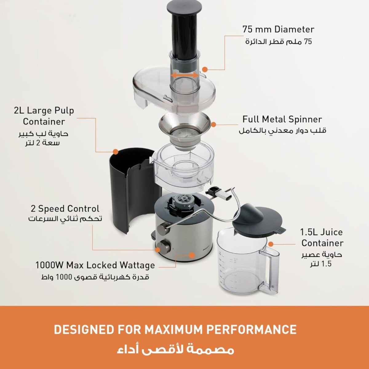 Panasonic 3 in 1 Juicer Blender, 1000 W, Glass Blender, Color Black Model – MJ-CB800STN – 1 Year Brand Warranty. - Image 3