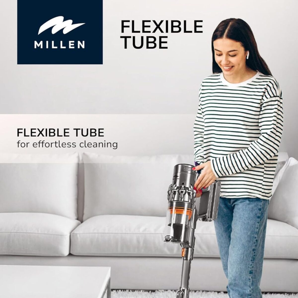 MILLEN Cordless Stick Vacuum Cleaner, BLDC Inverter Motor, 450W, Color Grey Model – MVCS7073 – 1 Year Warranty. - Image 3