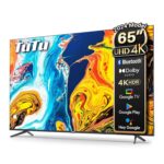 TuTu 65 Inch Smart TV, 4K UHD Google TV, Bezelless Design, Voice Control, Screen Projection, Dolyby Audio, Color Black Model – G65QU – 1 Year Warranty.