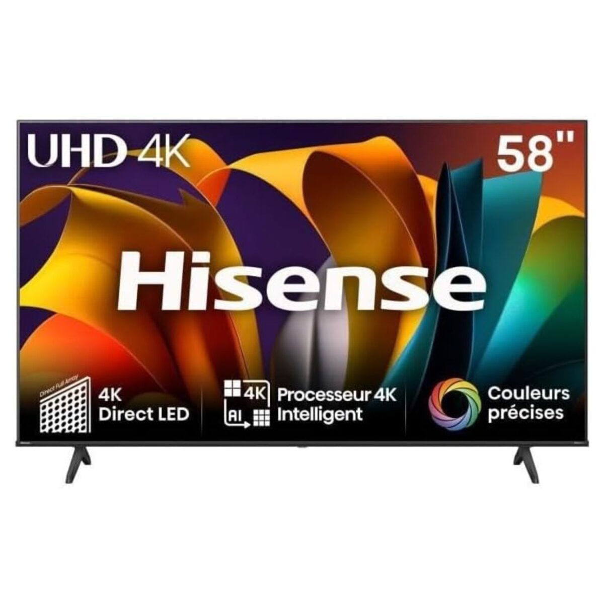 Hisense 58 Inch 4K UHD Smart TV, VIDAA Operating System, 4K AI Upscaling, USB, HDMI ARC, Bluetooth,Color Black Model – 58A62NS  – 1 Year Warranty. - Image 1