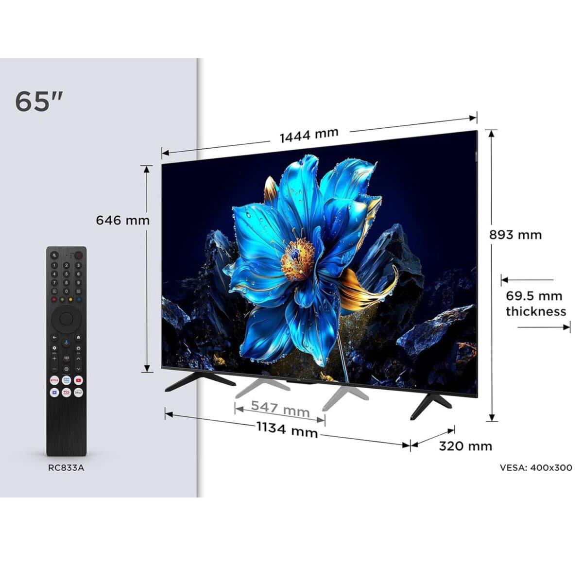 TCL 65 Inch 4K QLED Smart TV, P7K Series, Google TV, Dolby Atmos, Dolby Vision, HDR10+, Color Black Model – 65P7K – 1 Year Warranty. - Image 6