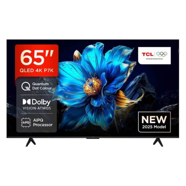 TCL 65 Inch 4K QLED Smart TV, P7K Series, Google TV, Dolby Atmos, Dolby Vision, HDR10+, Color Black Model – 65P7K – 1 Year Warranty.