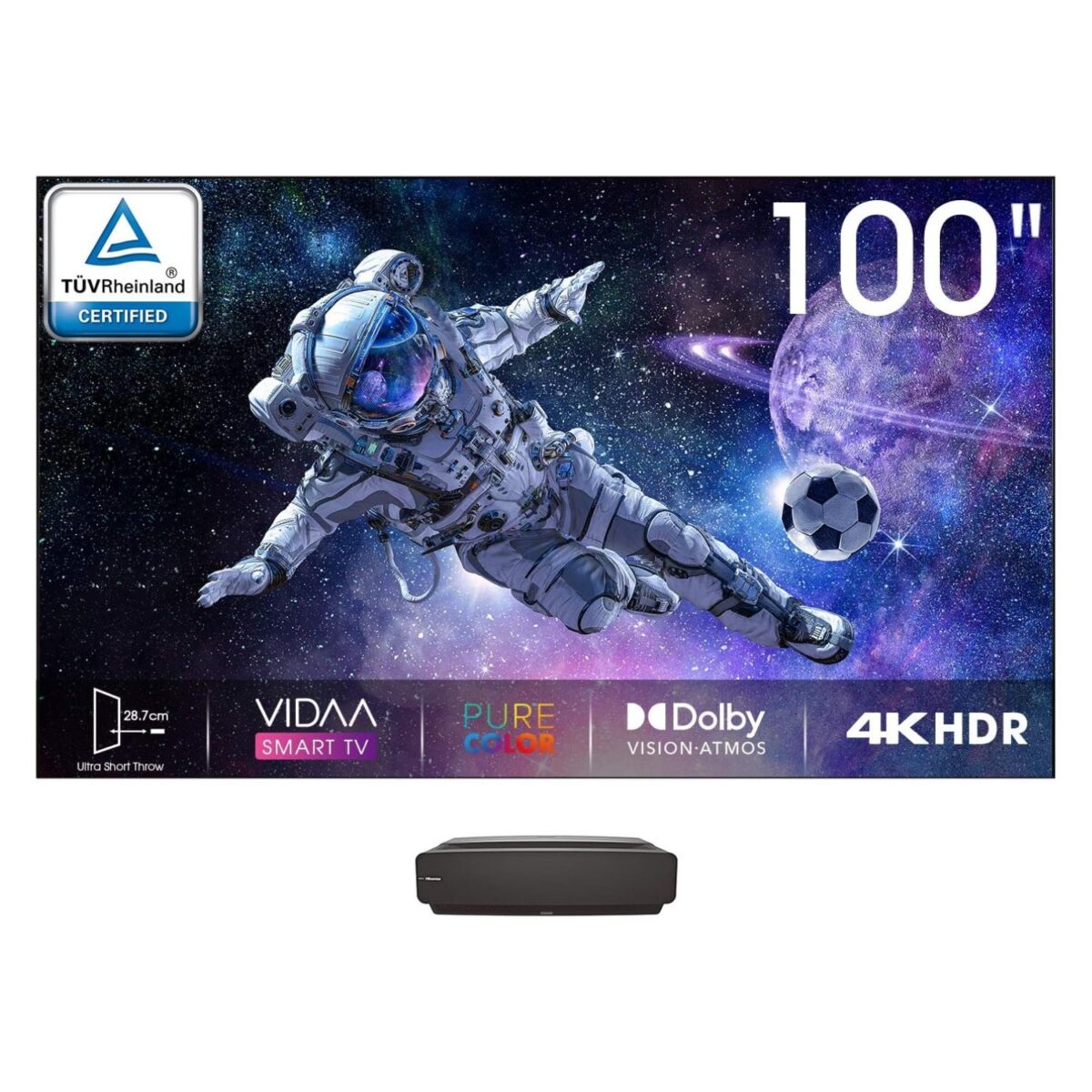 Hisense 100 Inch Smart Laser TV, 4K UHD, Dolby Vision, VIDAA TV, Color Black Model – 100L5 – 1 Year Warranty. - Image 1