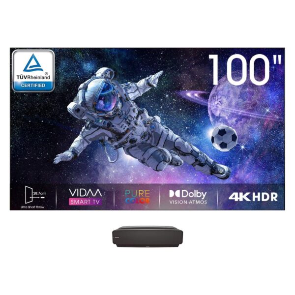 Hisense 100 Inch Smart Laser TV, 4K UHD, Dolby Vision, VIDAA TV, Color Black Model – 100L5 – 1 Year Warranty.