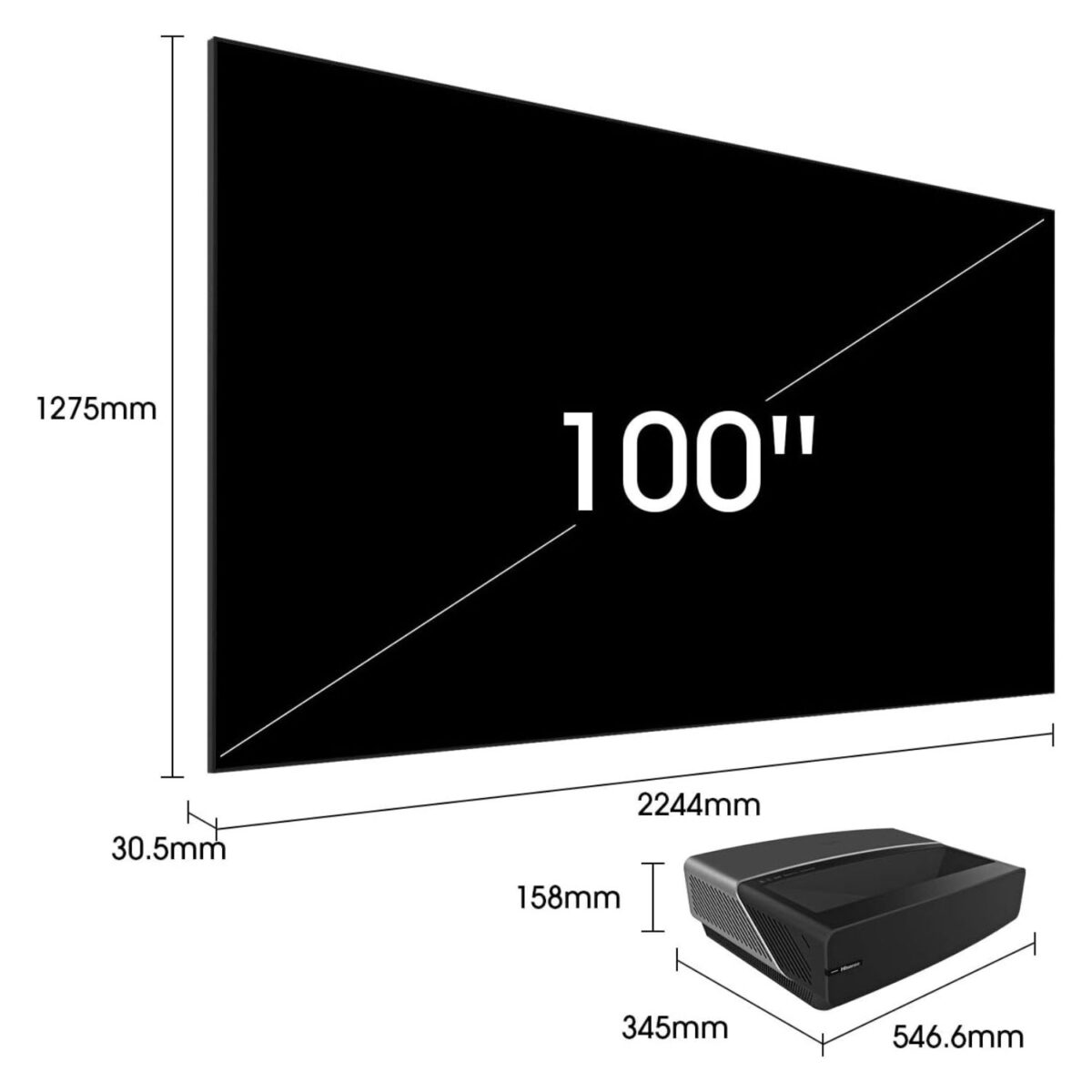Hisense 100 Inch Smart Laser TV, 4K UHD, Dolby Vision, VIDAA TV, Color Black Model – 100L5 – 1 Year Warranty. - Image 2