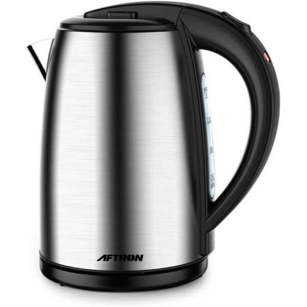 Aftron 1.7 Liter Cordless Stainless Steel Kettle Safety lock lid Stainless steel heating Element Detachable Filter Silver Model – AFEK1770N -1 Year Warranty.