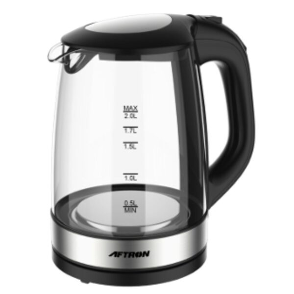 Aftron 2 Liter Glass Kettle 2200W Safety lock lid Overheating Anti-dry and Automatic switch off Black Model – AFEK2075GN – 1 Year Warranty.