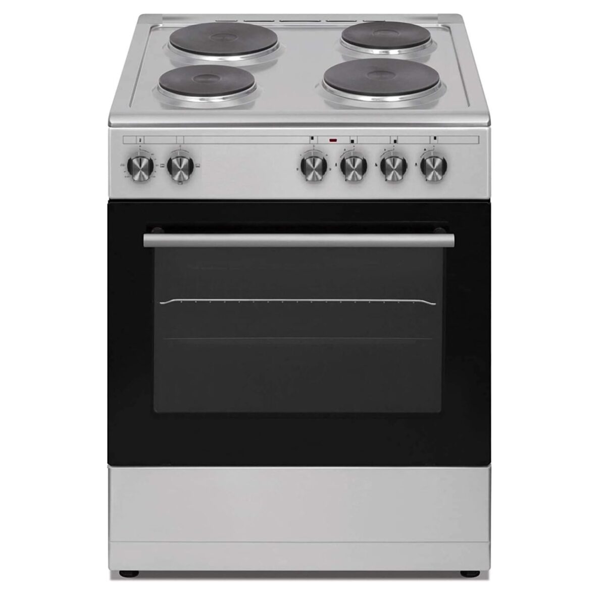 Aftron 4 Burner Hot Plate Electric Cooker With Electric Oven Full Safety 60 x 60 cm Color Silver Model – AFHP6080BS – 1 Year Full Warranty. - Image 1