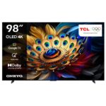 TCL 98 Inch 4K QLED Pro HDR 10+ Smart Google TV, Dolby Vision Atmos, Slim and Uni-body Design (2024 Model) Black Model 98C655 | 1 Year Warranty