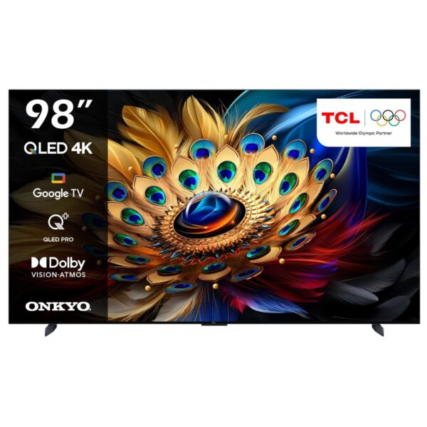 TCL 98 Inch 4K QLED Pro HDR 10+ Smart Google TV, Dolby Vision Atmos, Slim and Uni-body Design (2024 Model) Black Model 98C655 | 1 Year Warranty