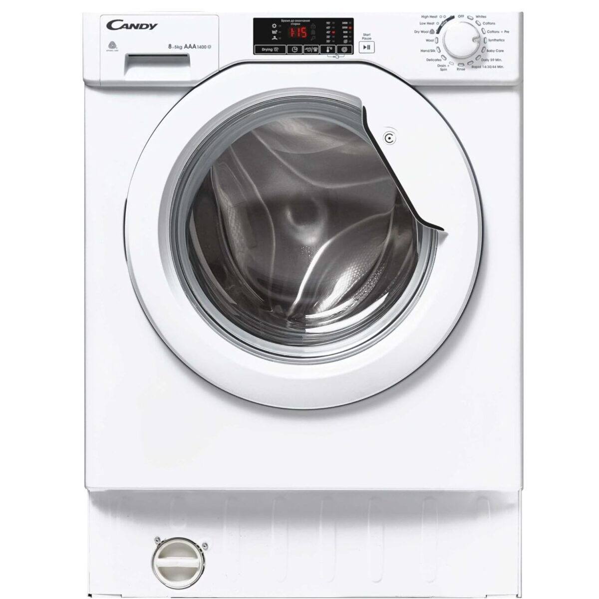 CANDY 8kg Wash 5kg Dry Built In Front Load Integrated Washer Dryer 1400 RPM, White Model – CBWD 8514D-19 – 1 Year Warranty - Image 1