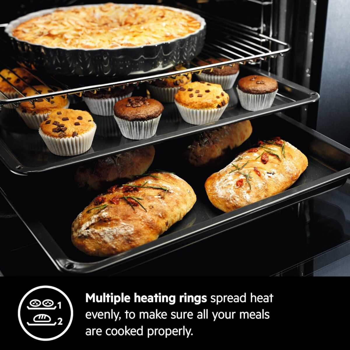 AEG 90X60 cm Built In Electric Oven, LED Touch Display, Large Internal Capacity, SteamBake, Color Black/Silver Model – BEK722910M – 1 Year Full Warranty - Image 2