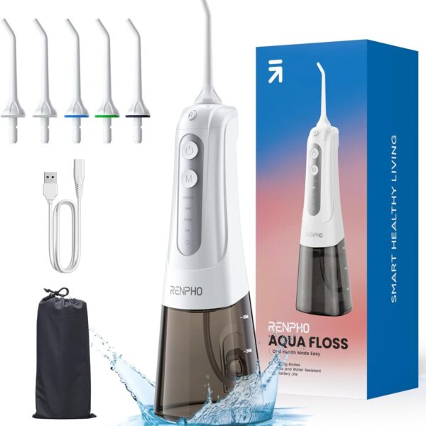 RENPHO 300ml Waterproof Dental flosser, Oral Irrigator Cordless Water Flosser Rechargeable