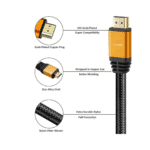 Haing 4K HD To HDMI High Speed Ultra HD Braided Cord 1.5 Meter 24K Gold Plated V1.4 HDMI cable - Image 3