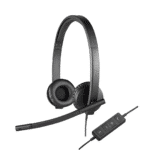Logitech H570e Wired Headset, Stereo Headphones with Noise-Cancelling Microphone, USB, In-Line Controls with Mute Button, Indicator LED, PC/Mac/Laptop – Black