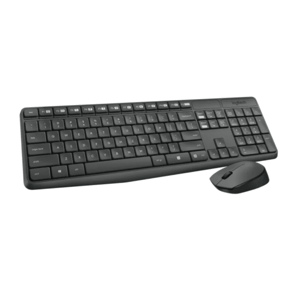Logitech MK235 Wireless Keyboard and Mouse Combo for Windows, 2.4 GHz Wireless with Unifying USB-Receiver, Wireless Mouse, 15 FN Keys, 3-Year Battery Life, PC/Laptop, Arabic/English Layout – Black