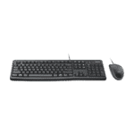 Logitech MK120 Wired Keyboard and Mouse for Windows, Optical Wired Mouse, USB Plug and Play, Full Size, PC/Laptop, English/Arabic Layout Black, 920-002546