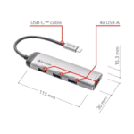Verbatim USB-C Multiport Hub, USB C Adapter Made of Aluminum for Laptops MacBooks and Smartphones, Multimedia Adapter Plug with Four USB 3.2 Gen 1 Ports, Silver - Image 3