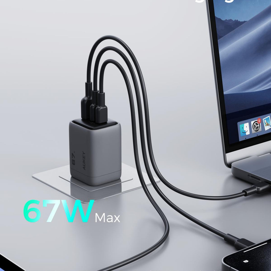 AUKEY PA-C3 Comet Mix 3 67W  PD Wall Charger with GaN Technology