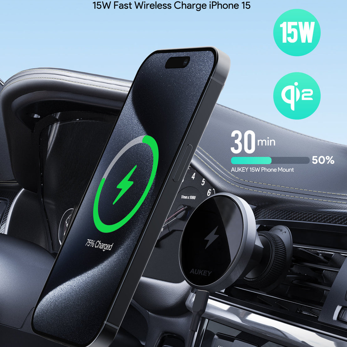 AUKEY HD-MC13 Qi2 Wireless Charging Phone Mount