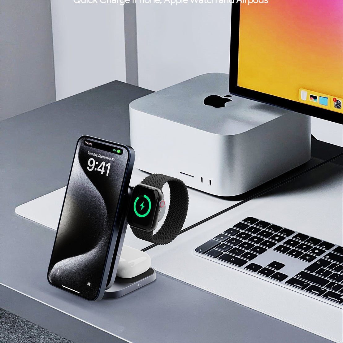 AUKEY LC-MC312 MagFusion Z Qi2 3-in-1 Foldable Wireless Charging Station