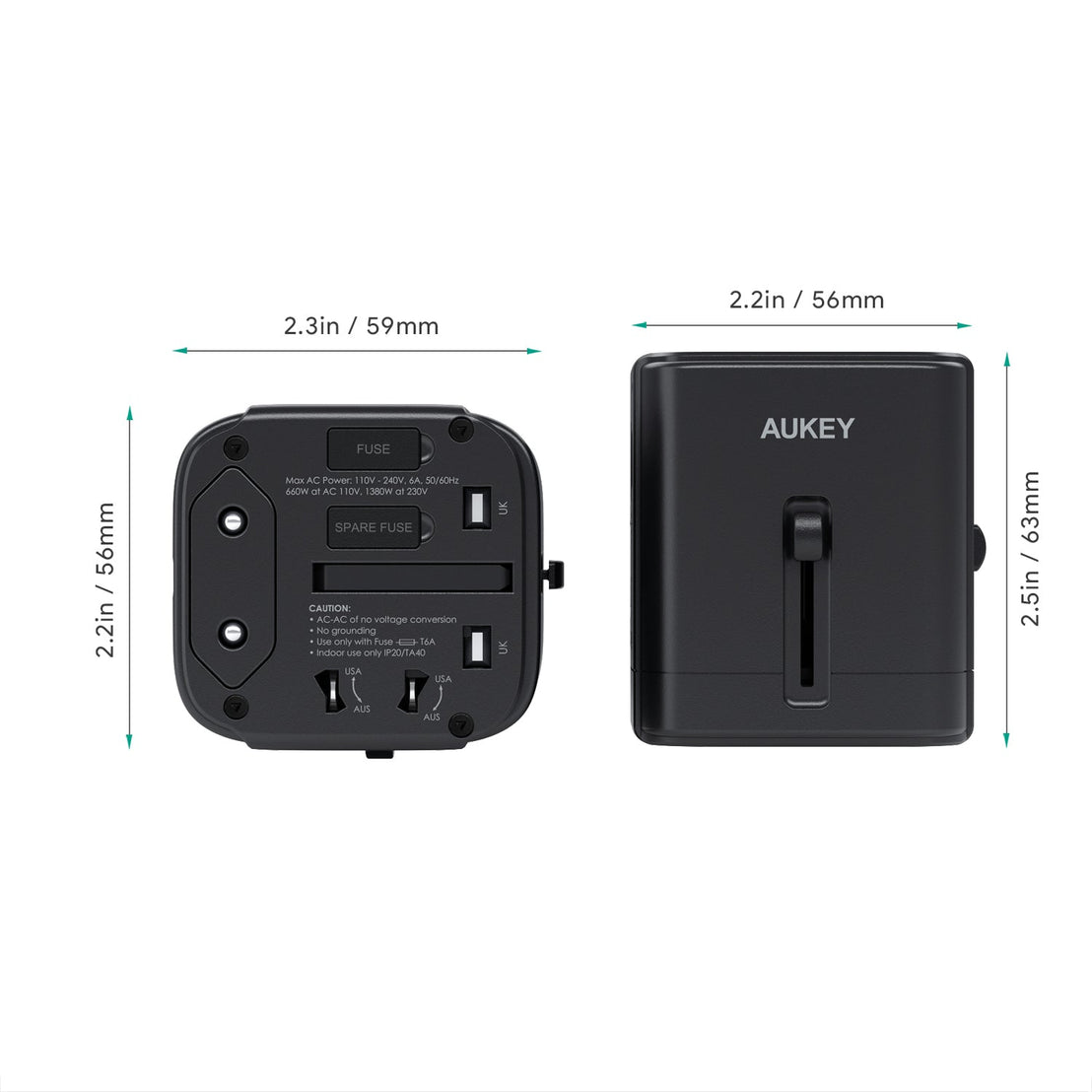 AUKEY  PA-TA01  3 USB Ports Universal Adapter