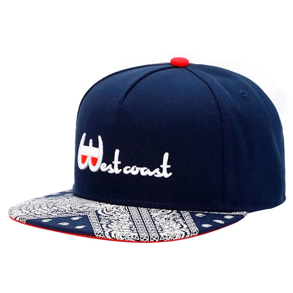 West Coast Hood Vibes: Navy Embroidered Hip Hop Panel Caps (WC-396)