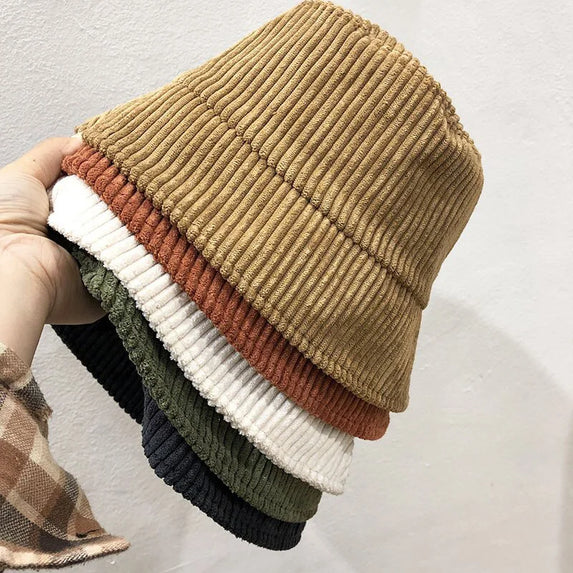 Casual Comfort: Corduroy Bucket Hat for Spring and Autumn (CC-436)