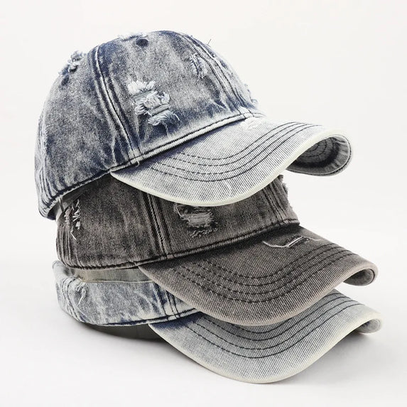 Washed Denim Sun Shade Snapback Trucker Hats Unisex (WD-325)