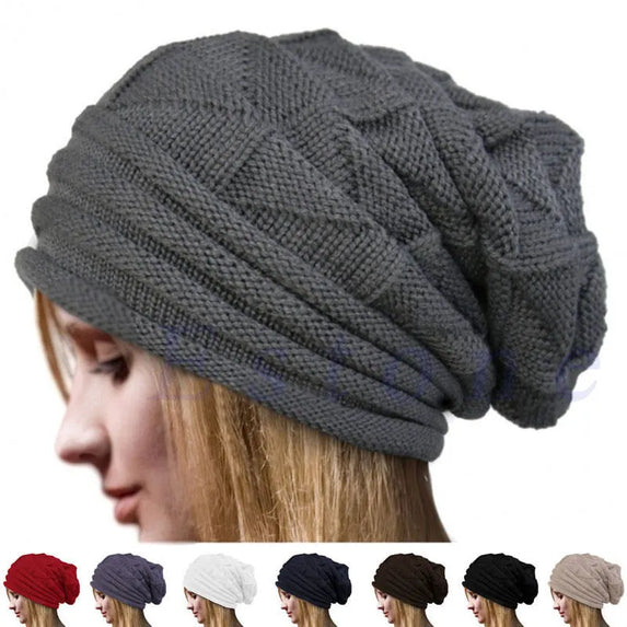 Snowy Slouch: Oversized Knitted Baggy Beanie for Winter Adventures (SS-450)