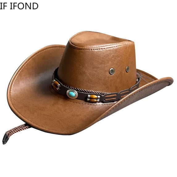 Vintage Vibes: Faux Leather Western Cowboy Hats for Stylish (VV-403)