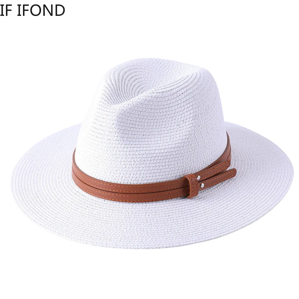 Sun-Kissed Style: Natural Panama Straw Hat - Wide Brim Fedora for Beach (SK-404)