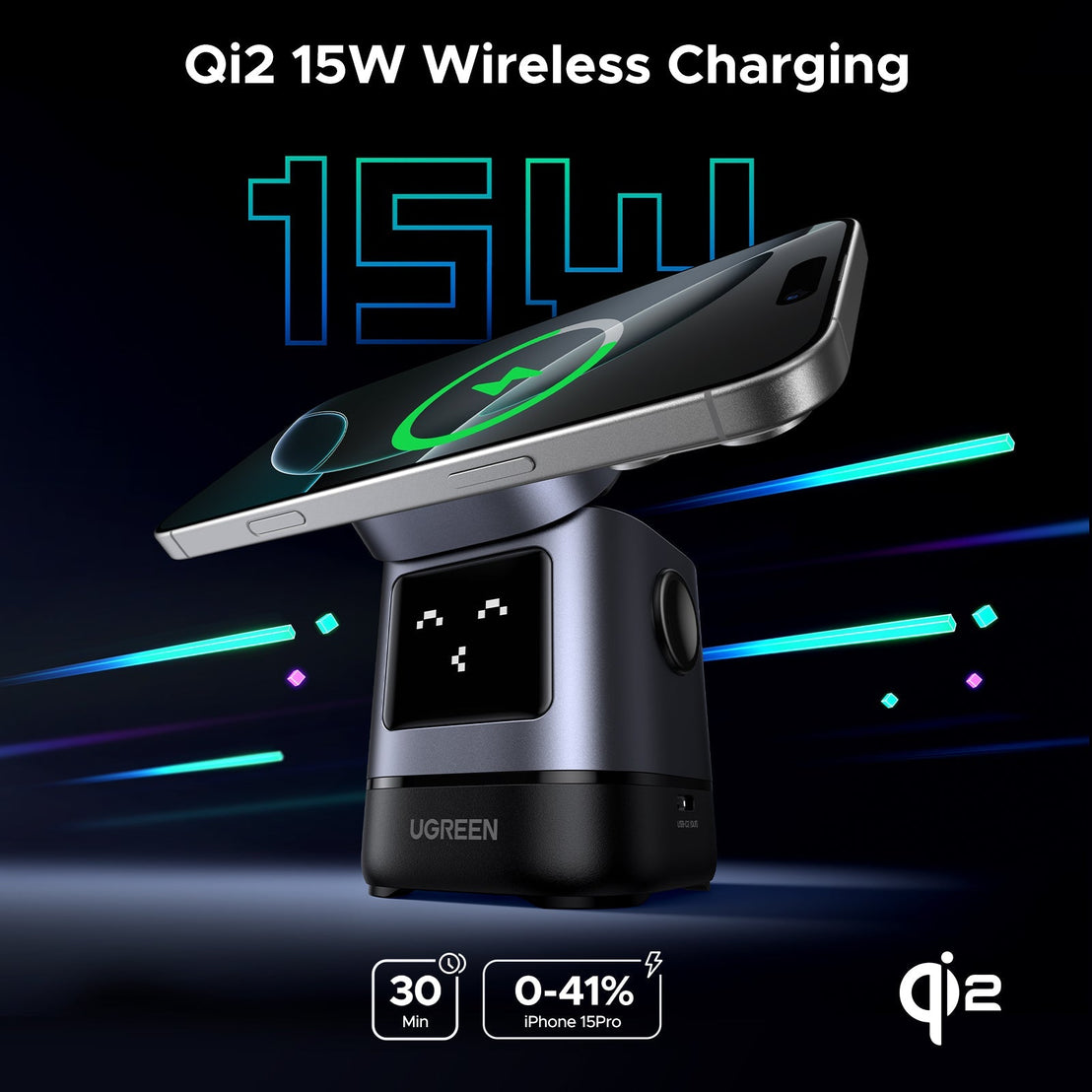 UGREEN Uno 2-in-1 Magnetic Wireless Charger 15W