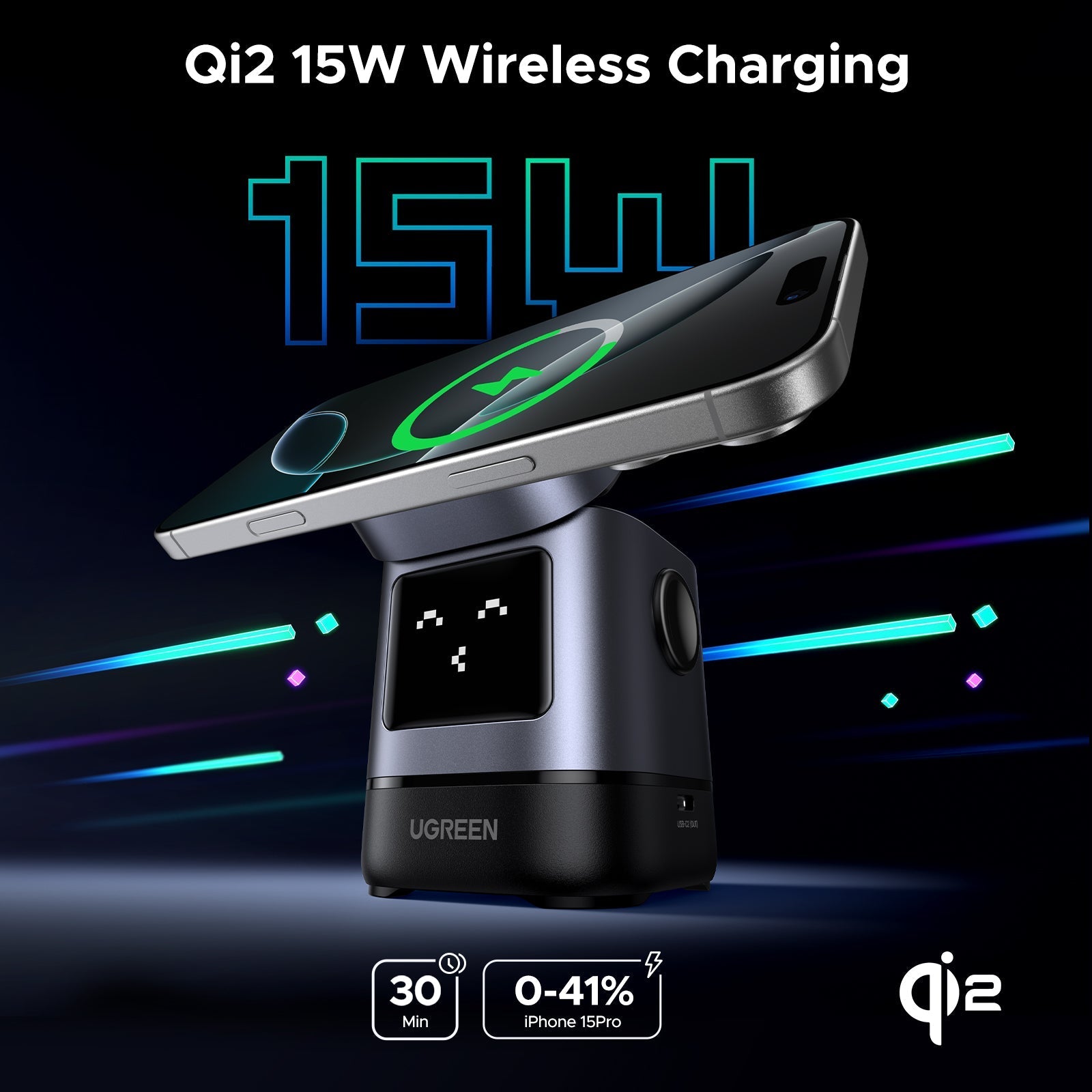 UGREEN Uno 2-in-1 Magnetic Wireless Charger 15W