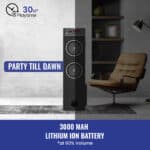 Dyanora Fusion 90 Watt Bluetooth Battery Powered Tower Speaker with TWS Connectivity, Aux/FM/USB/Bluetooth 5.0/ SD Card and Karaoke Support (Black) - Image 3