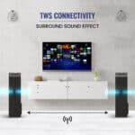 Dyanora Fusion 90 Watt Bluetooth Battery Powered Tower Speaker with TWS Connectivity, Aux/FM/USB/Bluetooth 5.0/ SD Card and Karaoke Support (Oak Wood) - Image 4