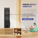 Dyanora Fusion 90 Watt Bluetooth Battery Powered Tower Speaker with TWS Connectivity, Aux/FM/USB/Bluetooth 5.0/ SD Card and Karaoke Support (Black) - Image 4