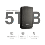 A-DATA HV320 1TB Slim External Hard Drive, USB, SATA III, Black, Windows, Mac, Linux, PS5, Xbox Series X - Image 2