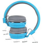 SH-12 Wireless Bluetooth Over-Ear Headphones with Mic (Blue) - Image 4