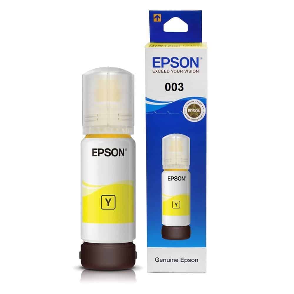 51TFDhM3AHL.jpg Epson 003 Yellow Ink Bottle (Original) – 65ml - Image 1